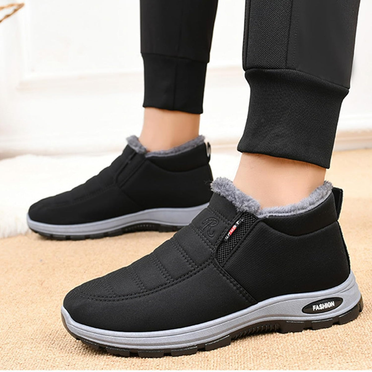 Womens Winter Snow Boots Warm Sheepskin-Lined Orthopedic Shoes Slip on Ankle Sneakers with Arch Support Comfortable Lightweight Waterproof Walking Fur Fuzzy Thermal Soft Booties Outdoor Hiking Shoes