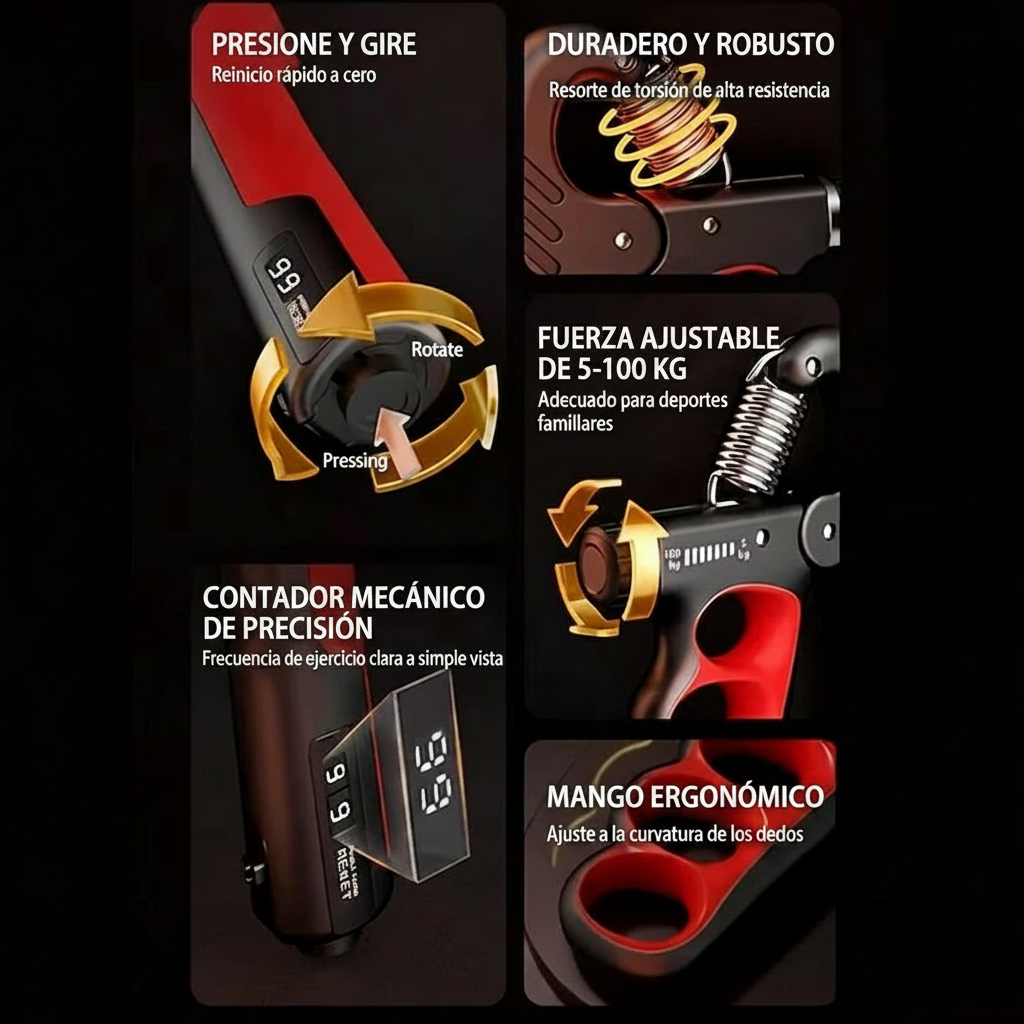 Expansor de muñeca para gimnasio con fuerza de agarre de 5-60/100/150 kg, fortalecedor de manos ajustable para recuperación muscular y ejercicios de fuerza de manos.