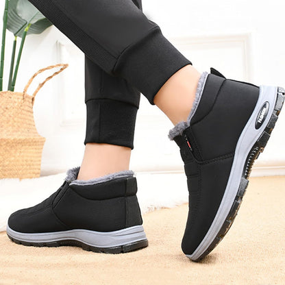 Womens Winter Snow Boots Warm Sheepskin-Lined Orthopedic Shoes Slip on Ankle Sneakers with Arch Support Comfortable Lightweight Waterproof Walking Fur Fuzzy Thermal Soft Booties Outdoor Hiking Shoes