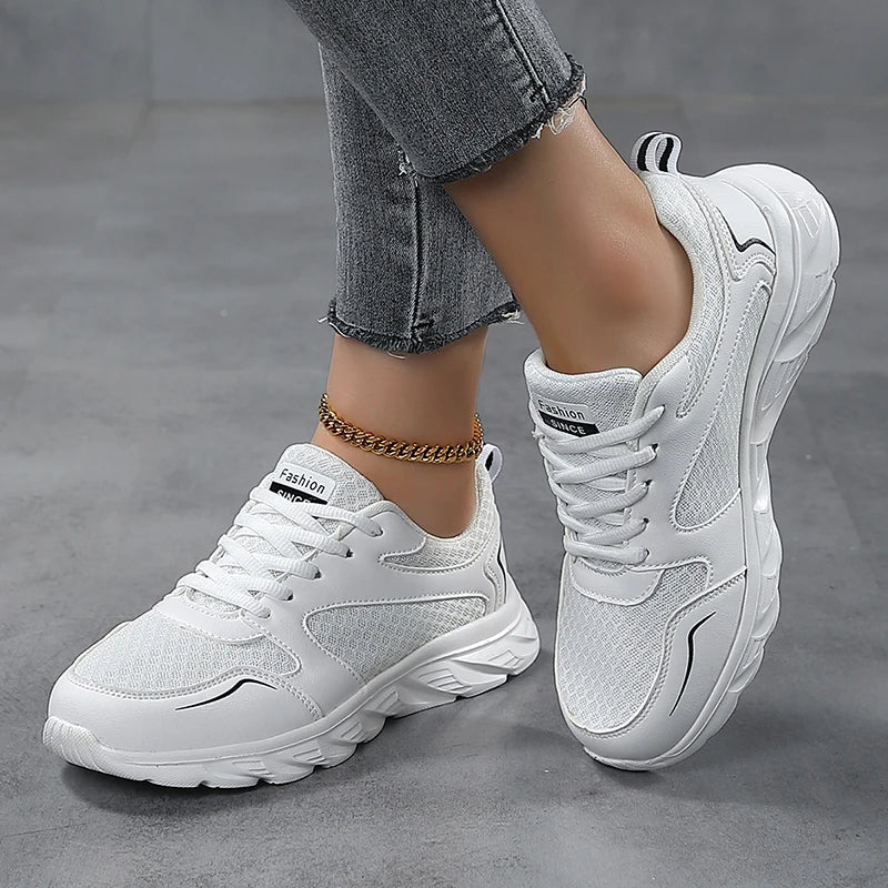 Lady Fitness Women Breathable Sneakers Woman Casual Shoes Cushion Female Comfortable Low Top Sock Sneakers Non-Slip Walking Shoe
