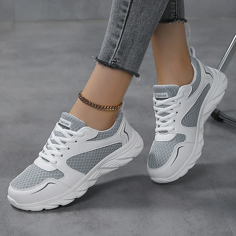 Lady Fitness Women Breathable Sneakers Woman Casual Shoes Cushion Female Comfortable Low Top Sock Sneakers Non-Slip Walking Shoe