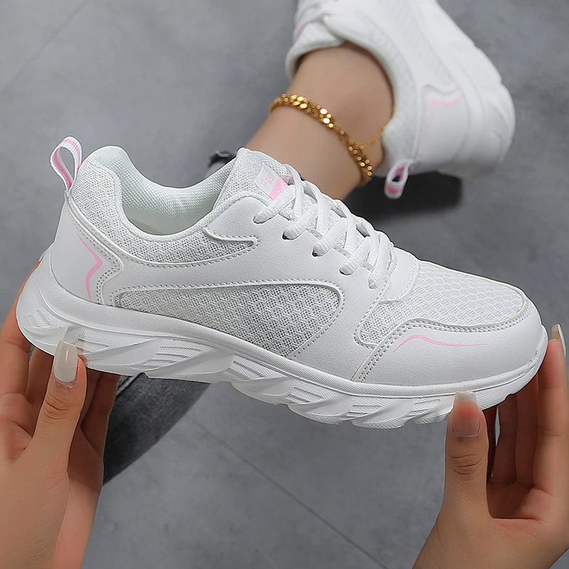 Lady Fitness Women Breathable Sneakers Woman Casual Shoes Cushion Female Comfortable Low Top Sock Sneakers Non-Slip Walking Shoe