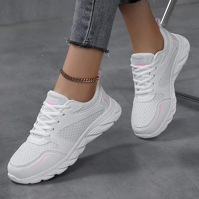 Lady Fitness Women Breathable Sneakers Woman Casual Shoes Cushion Female Comfortable Low Top Sock Sneakers Non-Slip Walking Shoe