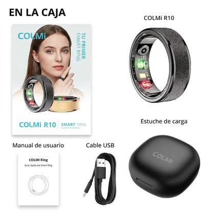 Anillo inteligente R10 con estuche de carga para hombres y mujeres, monitor de salud y sueño, resistente al agua hasta 5 ATM, modo multideporte.