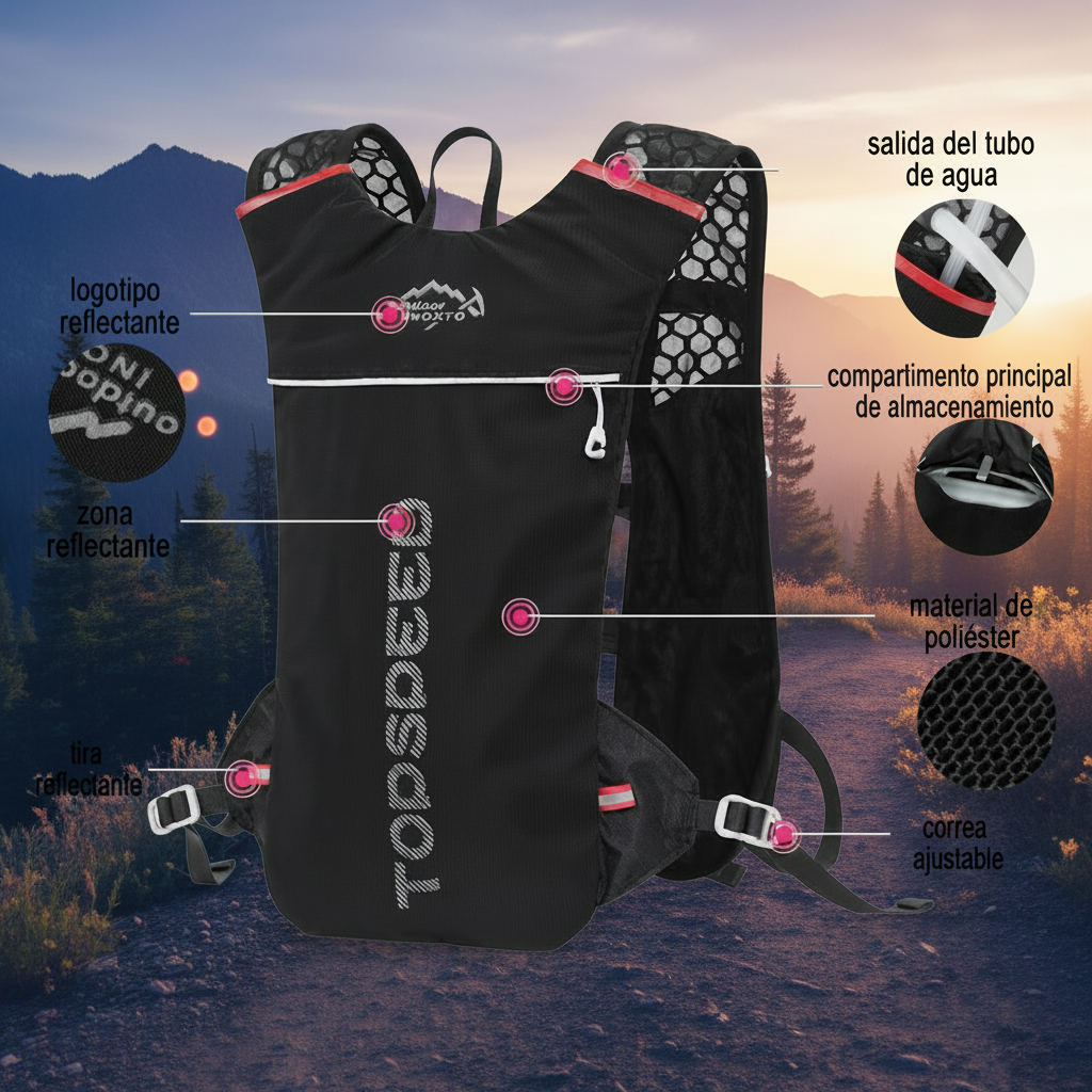 Mochila de Trail Running Ultraligera 5L – Chaleco de Hidratación para Ciclismo y Deporte al Aire Libre con Bolsa de Agua de 1,5L